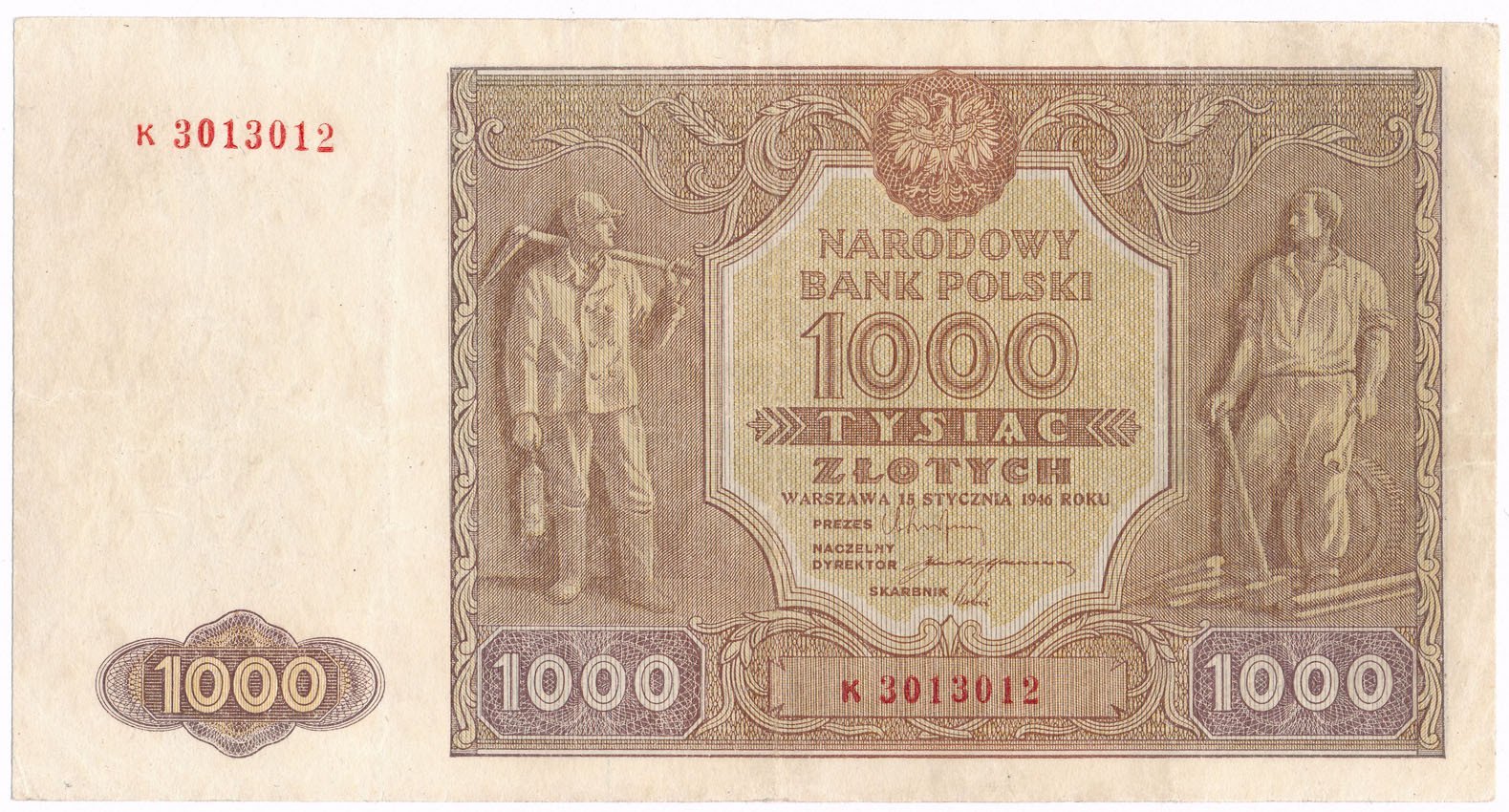 Banknot 1000 złotych 1946 seria K